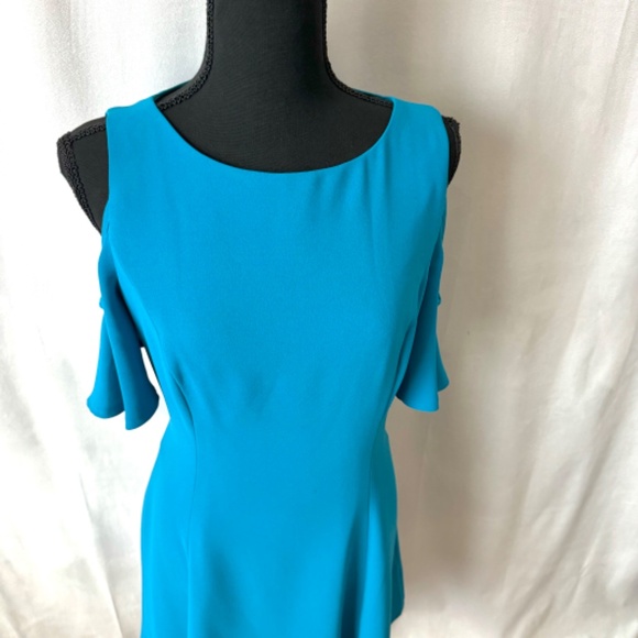 WHBM A-line Dress NWT Cold Shoulder Teal Size 6 - Picture 2 of 7